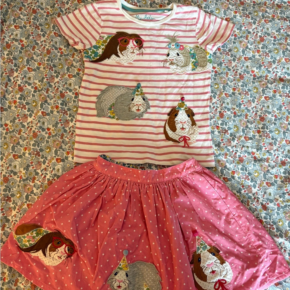 Mini Boden Guinea Pig Party Skirt and Shirt